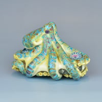 Image 7 of XXXL. Reticulated Turquoise Octopus - Lampwork Glass Sculpture Pendant Bead or Paperweight 