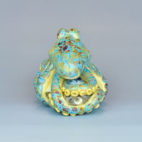 Image 4 of XXXL. Reticulated Turquoise Octopus - Lampwork Glass Sculpture Pendant Bead or Paperweight 
