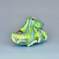 Image 1 of XXL. Reticulated Lime Green Octopus - Flameworked Glass Sculpture 