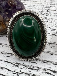 Image 2 of Vintage Malachite signed ring