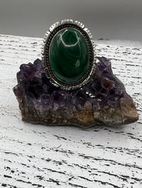 Image 3 of Vintage Malachite signed ring