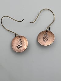 Image 3 of Copper Disc Earrings with Turquoise