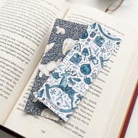 Image 1 of Polar bear and starry sky double sided bookmark