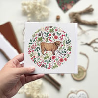 Image 2 of Highland Cow Circle Christmas Card white