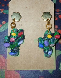 Image 2 of Handpainted christmas cactus  earrings