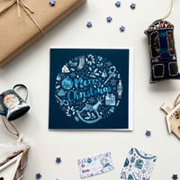 Image 1 of Star christmas card in blue