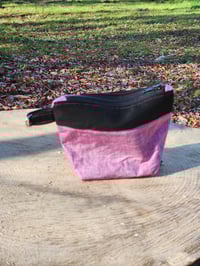 Image 2 of Linen Cosmetic Bag in Pink/Black