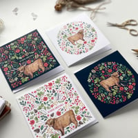 Image 2 of Highland cow Christmas pack of 4 cards