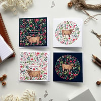 Image 4 of Highland cow Christmas pack of 4 cards