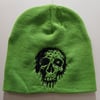 Green beanie with skull