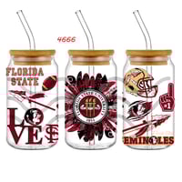 Image 1 of FSU Football Florida State Seminoles Double Sided Uv Dtf Wrap Choice of 2 Designs