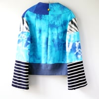 Image 2 of bears courtneycourtney adult S/M medium longsleeve patchwork funnel neck bell sleeve sweatshirt