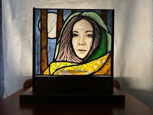 Image of The lady of the moon - Stained glass artwork.