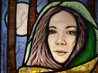 Image 3 of The lady of the moon - Stained glass artwork.