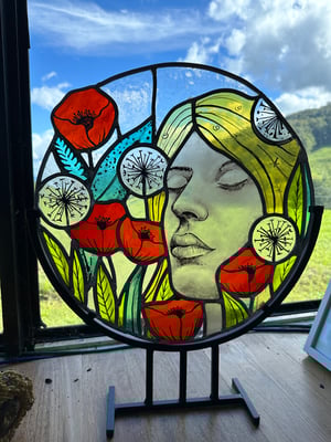 Image of Thoughts of Spring stained glass artwork. 