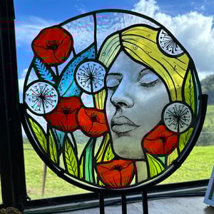 Image of Thoughts of Spring stained glass artwork. 