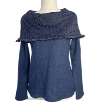Image 1 of Japanese Axes Femme Navy Fold-Over Sweater