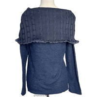 Image 2 of Japanese Axes Femme Navy Fold-Over Sweater