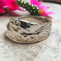 Image 1 of Dainty Textured Mexican Sterling Silver Spoon Ring 