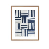 Image 1 of Blue/Ecru Tiled Quilted Artwork
