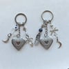 moon heart locket silver keychains