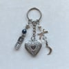 moon heart locket silver keychains