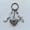 moon heart locket silver keychains