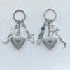 moon heart locket silver keychains