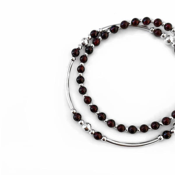 Image of Sterling Silver & Garnet Bracelets 