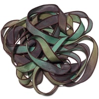 Image 3 of 1PC. BURGUNDY MINT 42" hand dyed wrist wrap bracelet silk ribbon by COLOR KISSED SILK