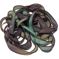 Image 1 of 1PC. BURGUNDY MINT 42" hand dyed wrist wrap bracelet silk ribbon by COLOR KISSED SILK