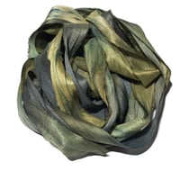Image 3 of 10yd. MYSTIC SEA  Hand Dyed Recycled Sari Silk Ribbon Bundles by Color Kissed Silk