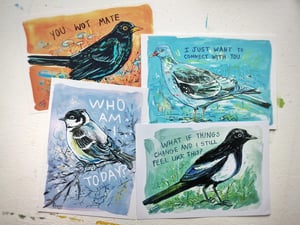 A5 Existential Birds Art Print Set- All 4 Prints.