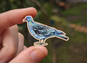 Mr Pigeon Wooden Brooch