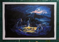 Image 2 of Cowboy Campfire- A4 Art Print.