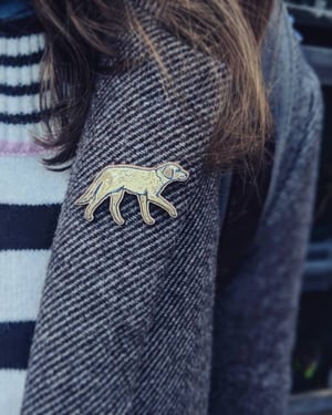 Yellow Labrador Jaffa Wooden Brooch.