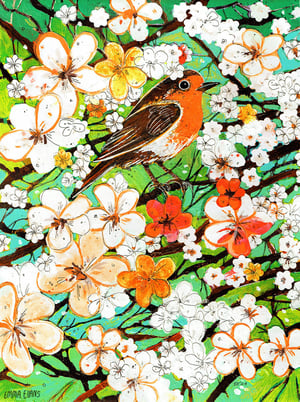 Spring Robin- A4 or A5 Art Print