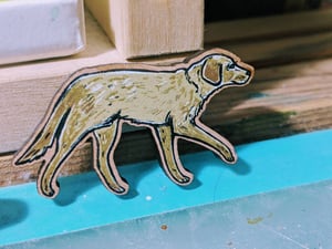 Yellow Labrador Jaffa Wooden Brooch.