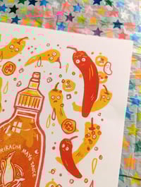 Image 2 of HOT Sauce Sriracha Mayo Fluorescent A4 Risograph Print