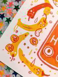 Image 3 of HOT Sauce Sriracha Mayo Fluorescent A4 Risograph Print