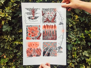 An Element of Time- Fluorescent Orange and Black A4 or A3 Seasons Riso print