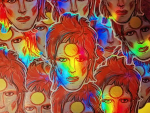 David Bowie 8cm Illustrated Holographic Vinyl Sticker