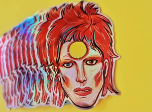 David Bowie 8cm Illustrated Holographic Vinyl Sticker