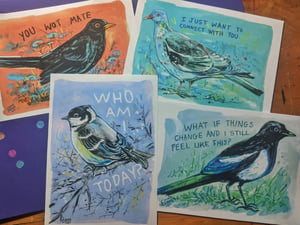 YOU WOT MATE- Blackbird- A5 Existential Birds Art Print