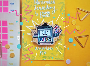 Happy Risograph Machine Wooden Pin