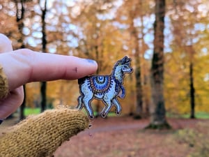 Fancy Llama Wooden Brooch or Necklace