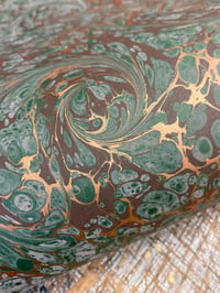 Image 1 of 'Earthy Green Swirl' // one-of-a-kind hand marbled paper 