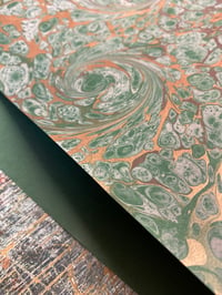 Image 2 of 'Earthy Green Swirl' // one-of-a-kind hand marbled paper 