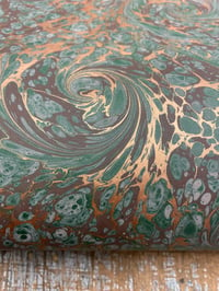 Image 3 of 'Earthy Green Swirl' // one-of-a-kind hand marbled paper 