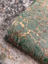 Image 4 of 'Earthy Green Swirl' // one-of-a-kind hand marbled paper 